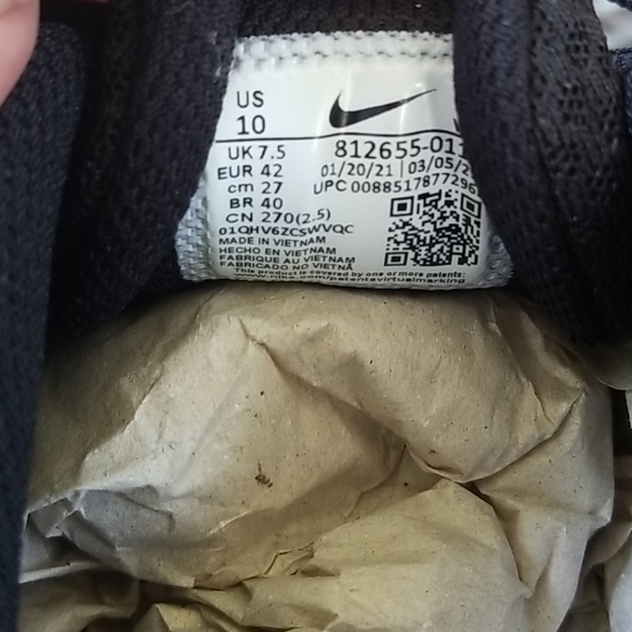 Nike Tangun Running Shoe Black / White Womens 10 - Picture 8 of 9